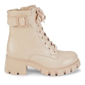 Mia Thassie Women's Beige Lace Up Combat Ankle Boots Size 8.5 New